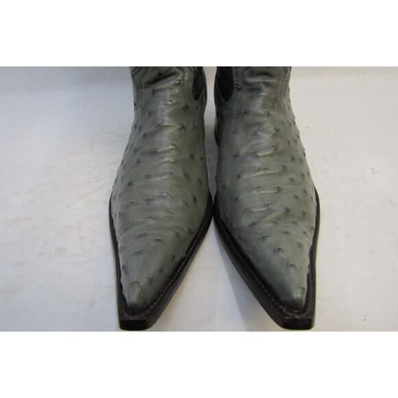 Correcaminos Mens Size 9 Black Leather Gray Smooth Ostrich Cowboy Boots